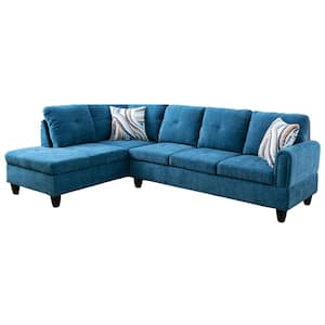 StarHomeLiving 25 in. W 2-piece Microfiber L Shaped Sectional Sofa in Blue