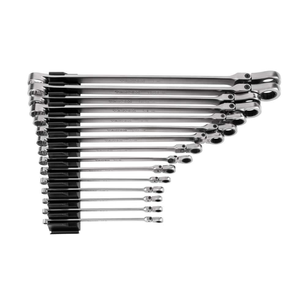 Long Fixed/Flex Head 12-Point Ratcheting Box End Wrench Set with Modular Organizers, 15-Piece (1/4-1 in. ) price history on PriceWatchPro