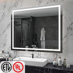 60 in. W x 48 in. H Rectangular Frameless LED Light Anti-Fog Wall Bathroom Vanity Mirror with Front Light