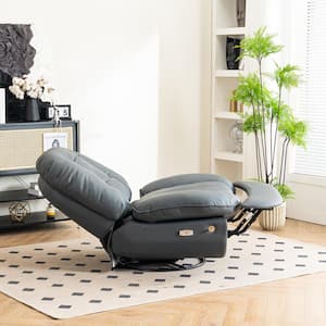 Modern Gray Swivel Power Recliner Glider Sofa with USB Charger, Bluetooth Music Player, Sleep Working Game Leisure Mode