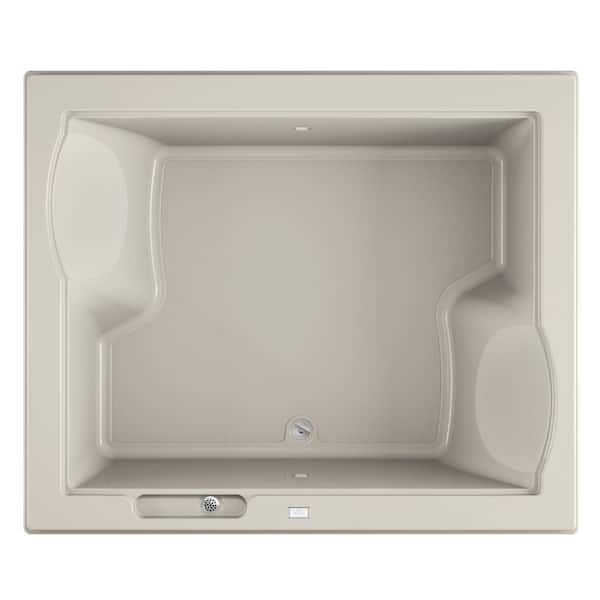 JACUZZI FUZION 71.75 in. x 59.75 in. Rectangular Soaking Bathtub with Center Drain in Oyster