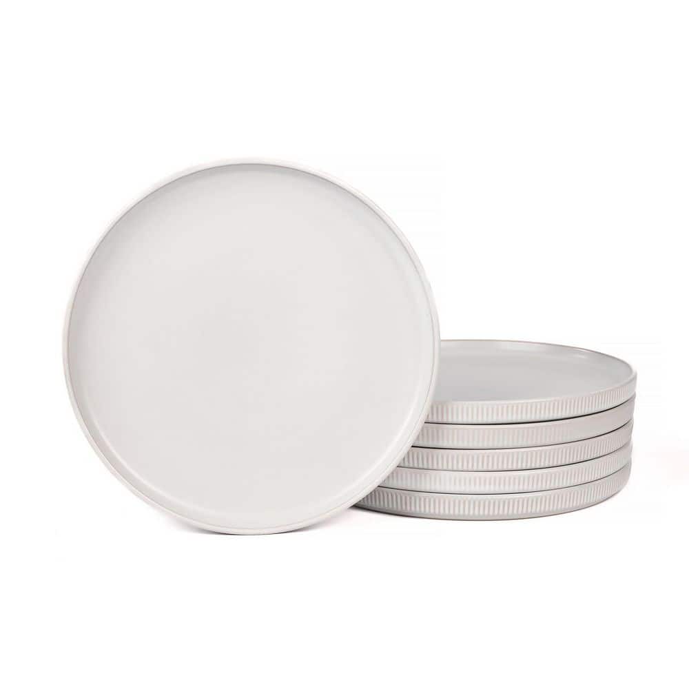 Reactive White Ribbed Stoneware Dinner Plates, Set of 6, Matte Ceramic Tableware price history on PriceWatchPro