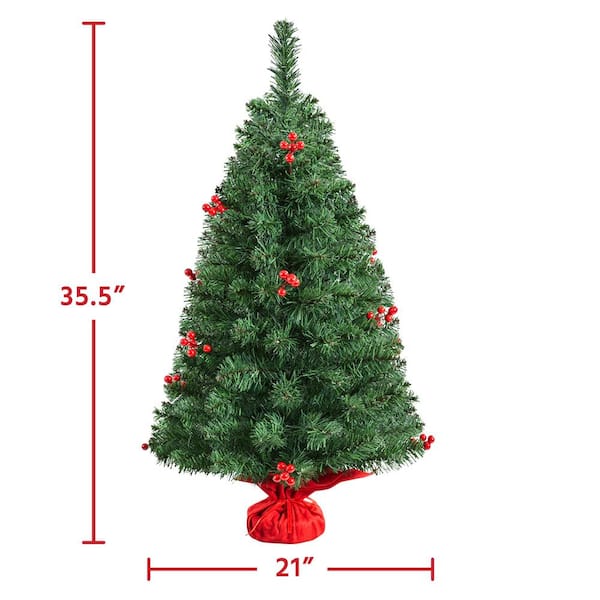 24 Inch Tabletop Christmas Tree With 2 Set LED Lights Holiday