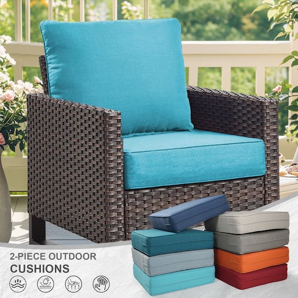 24 in. x 24 in. x 6 in. 6-Piece CushionGuard Outdoor Thicken Sofa Deep Seat Replacement Cushion Set in Light Blue
