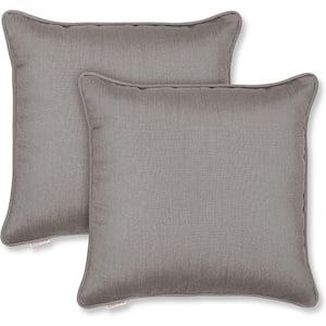 Sunbrella Indoor/Outdoor Corded Fill Throw Pillow 18 x 18, Charcoal Grey, (Set of 2)