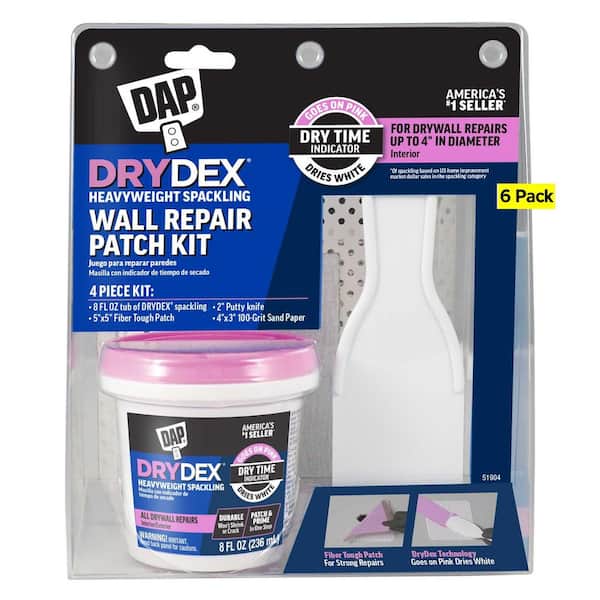 DryDex 8 oz. Dry Time Indicator Wall Repair Patch Kit (6-Pack)