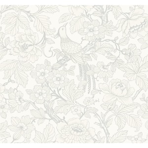 Beaufort Dove Peony Chinoiserie Wallpaper Sample