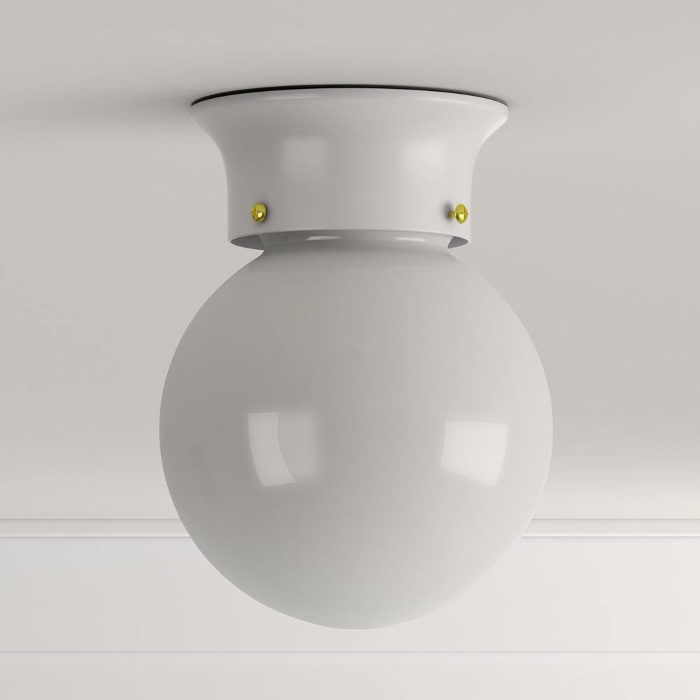 Minimalist White Glass Globe Flush Mount Ceiling Light