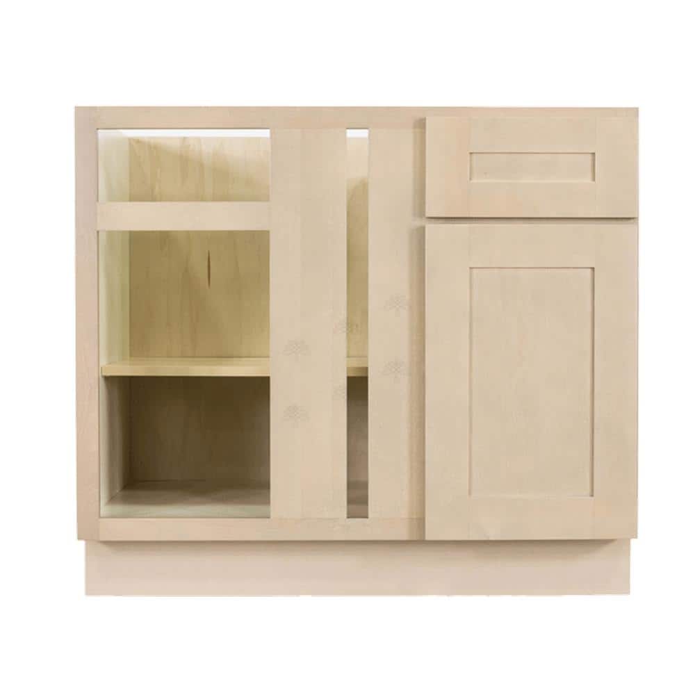 Lancaster Shaker Assembled 36x34.5x24 in. Base Blind Corner Cabinet in Stone Wash