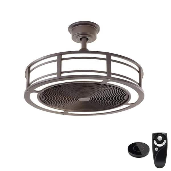 Home Decorators Collection Brette II 23 in LED Espresso Bronze Ceiling Fan with Light and Remote Control works with Google and Alexa
