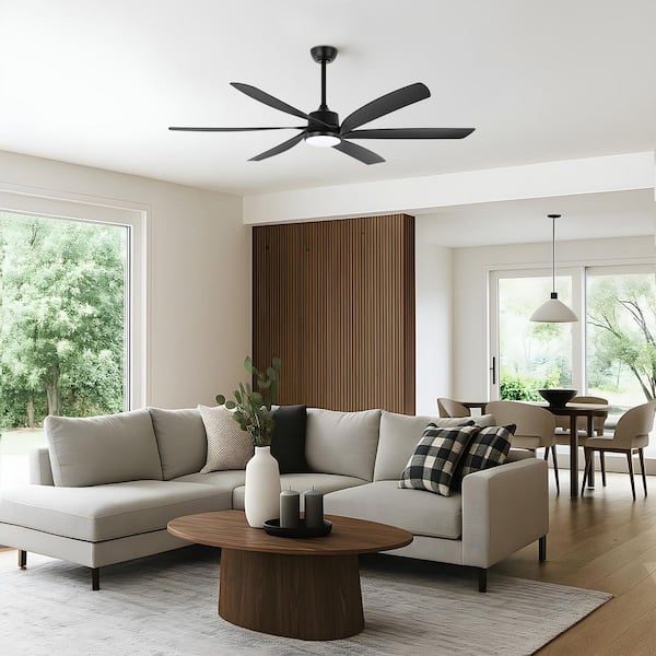 MLiAN 64 in. Indoor Black Color Changing LED Ceiling Fan with