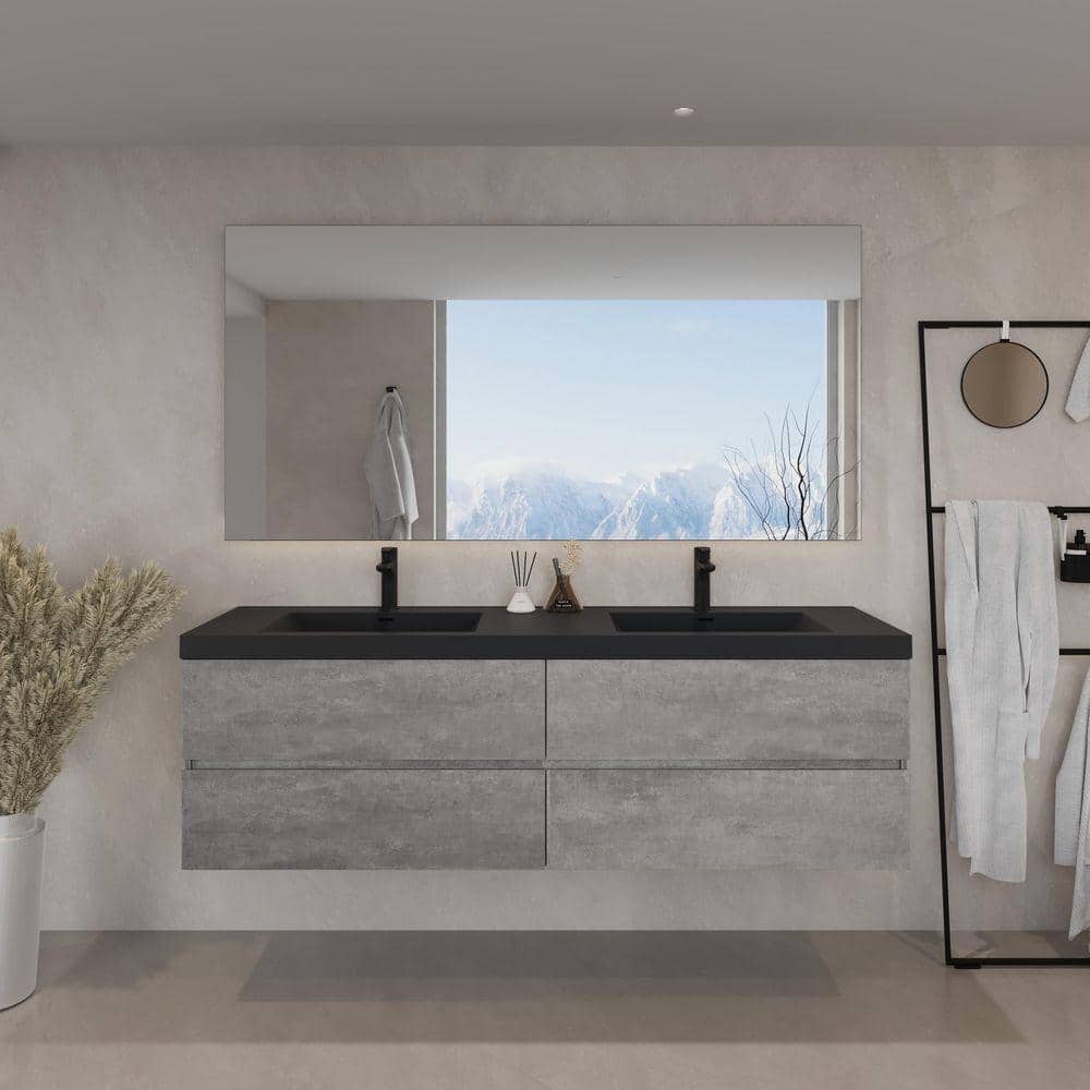 Aionor 72 in. W Double Sink Wall Mount Floating Bath Vanity in