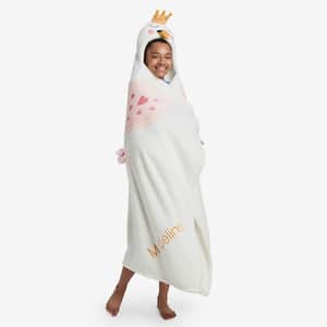 Plush White/Pink Swan Princess Character Throw Blanket