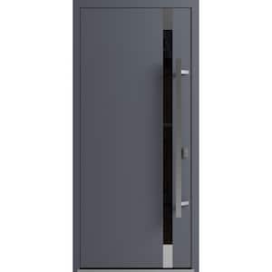 1011 36 in. x 80 in. Left-hand/Inswing Tinted Glass Grey Steel Prehung Front Door with Hardware