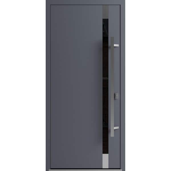 VDOMDOORS 1011 36 in. x 80 in. Left-hand/Inswing Tinted Glass Grey Steel Prehung Front Door with Hardware