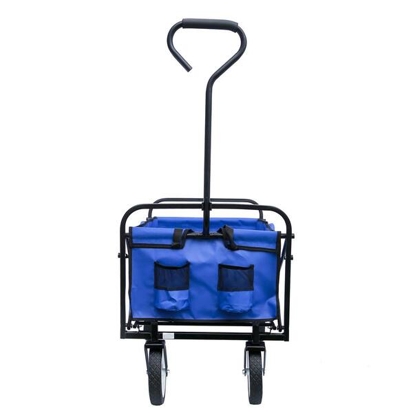 Unbranded - 20 cu. ft. Steel Garden Cart Folding Wagon Shopping Beach, Blue