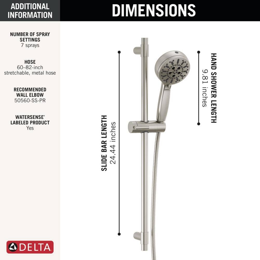 Lumicoat Stainless Adjustable Handheld Multi-Head Shower System