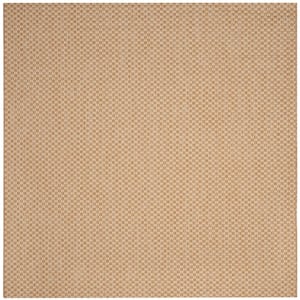 Courtyard Natural/Cream 4 ft. x 4 ft. Distressed Solid Indoor/Outdoor Patio  Square Area Rug