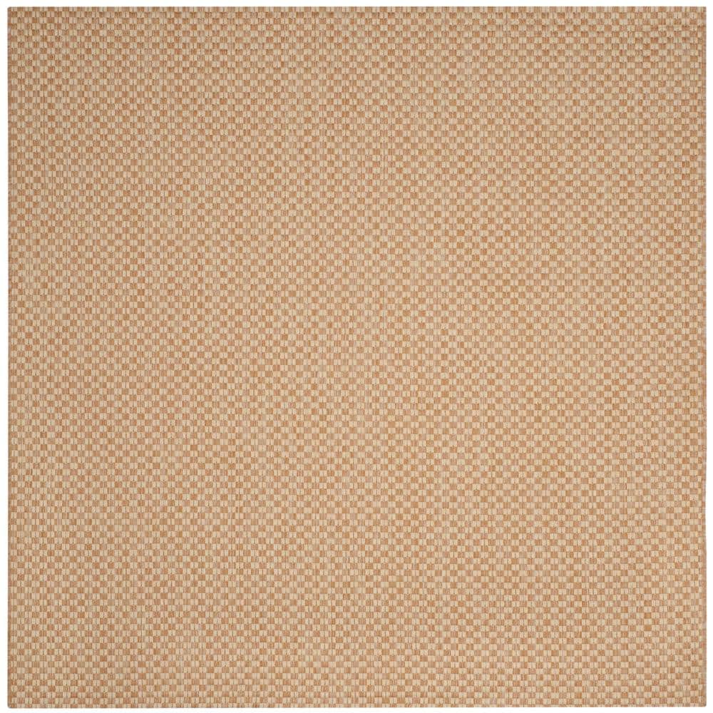 Natural Cream 5'3" Square Easy-Care Synthetic Area Rug