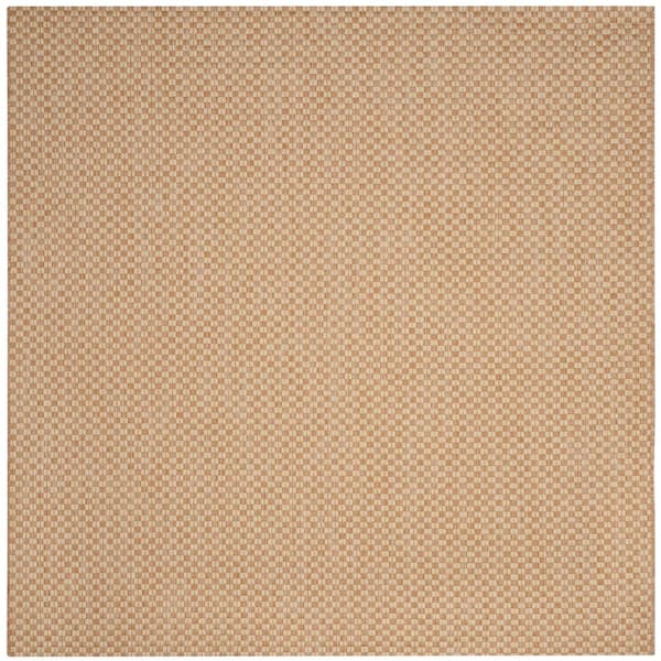 Courtyard Natural/Cream 5 ft. x 5 ft. Square Solid Indoor/Outdoor Patio  Area Rug