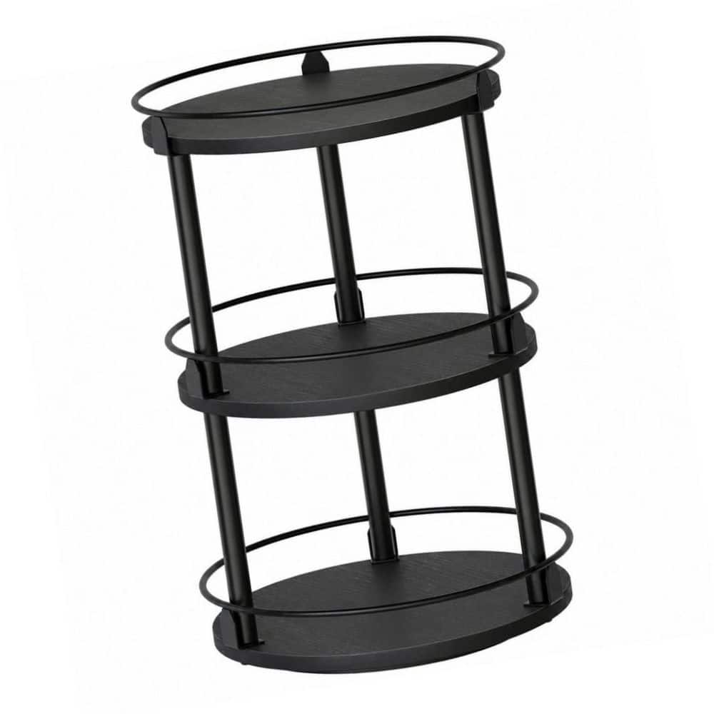 Numhew 3-Tier Lazy Susan Organizer, Black Rotating Spice Rack