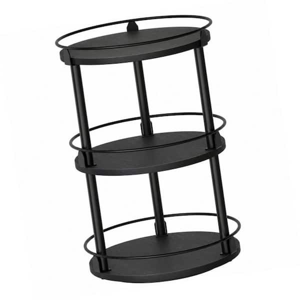 3-Tier Lazy Susan Organizer, Black Rotating Spice Rack, Spinning Organizer, Industrial Turntable Spice Rack