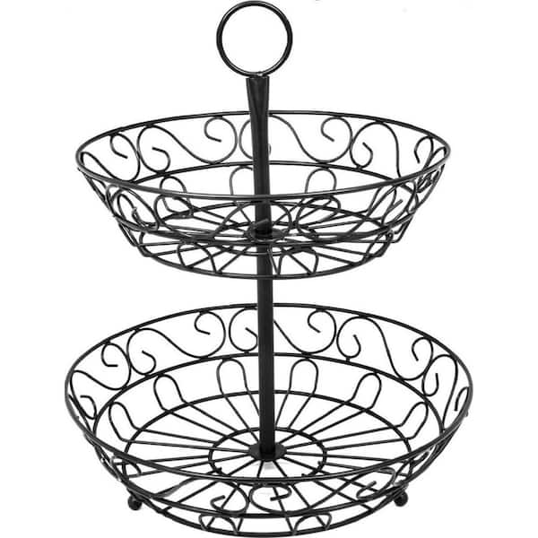 Sorbus Kitchen Round Black Metal Wire Basket Display Stand Drawer ...