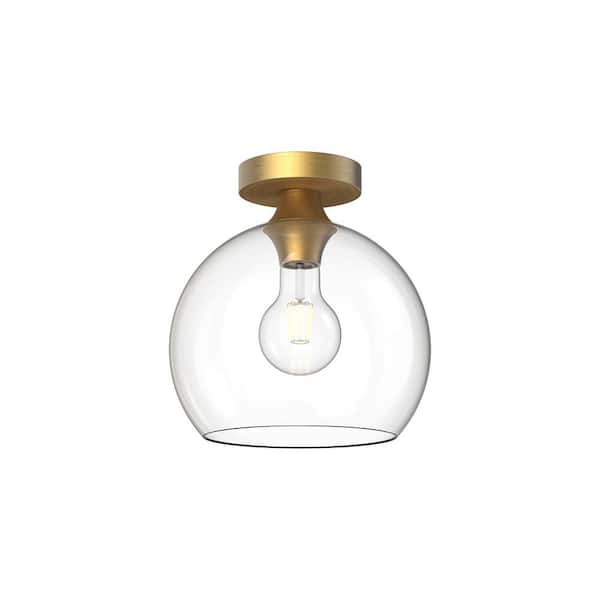 ALORA MOOD Castilla 10 in. 1 Light 60-Watt Aged Gold/Clear Glass Flush Mount
