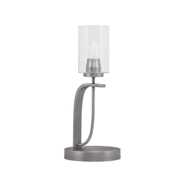 Unbranded Olympia 16.75 in. Graphite Piano Desk Lamp with Clear Bubble Glass Shade