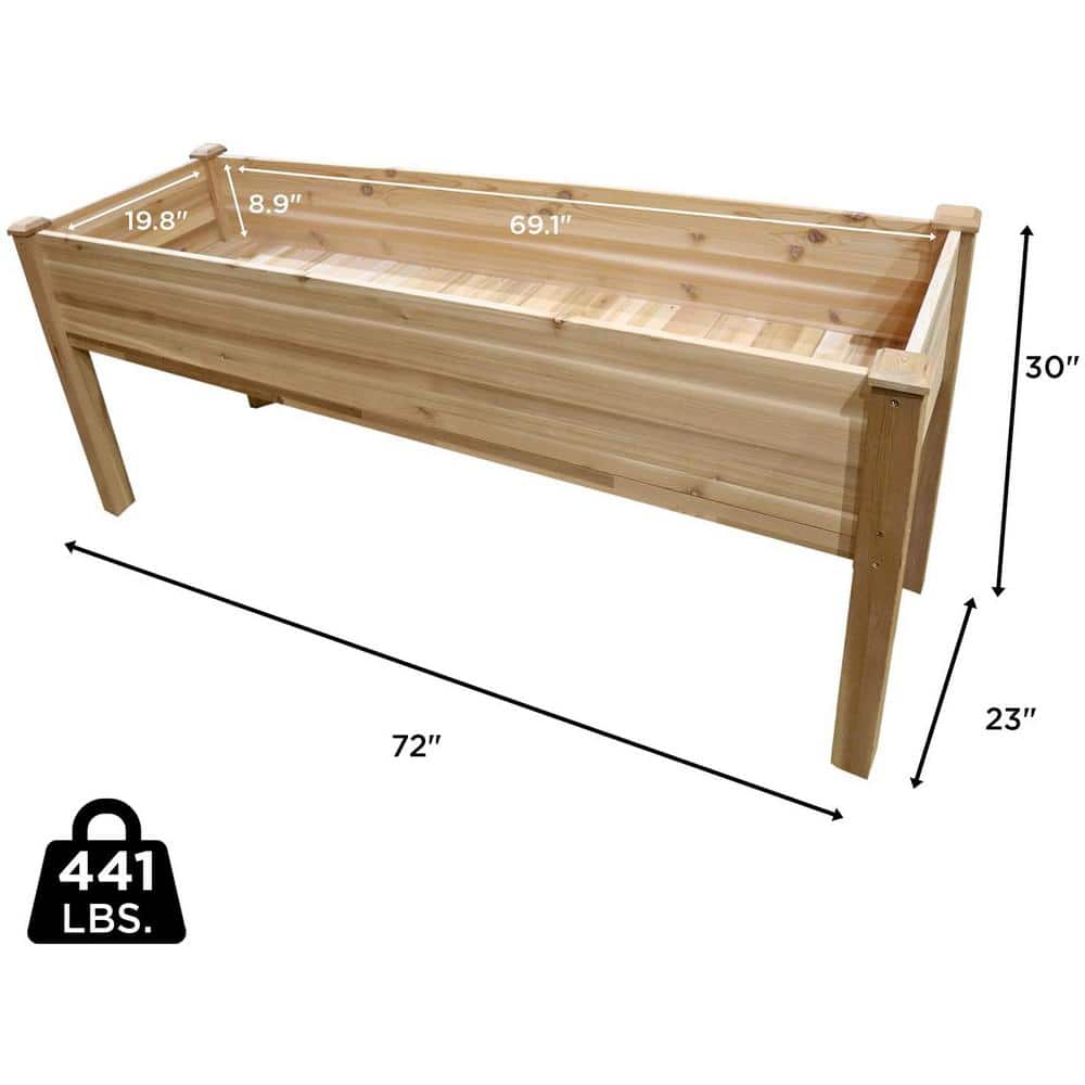 Jumbl 72"x23"x30" Red Cedar Raised Garden Bed Planter