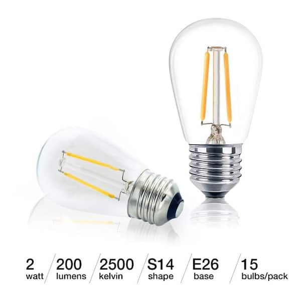racket Top labyrint Brightech 2-Watt S14 Dimmable Energy-Saving E26 Base Vintage Edison LED  Light Bulbs Warm White 2500K (15-Pack) U9-W9MY-ZGYS - The Home Depot