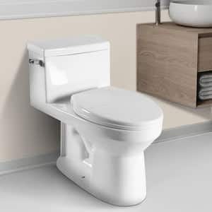 12 in. Rough-In 1-Piece Single 1.28 GPF Single Flush Elongated 1-Piece Toilet in. White (Seat Included)