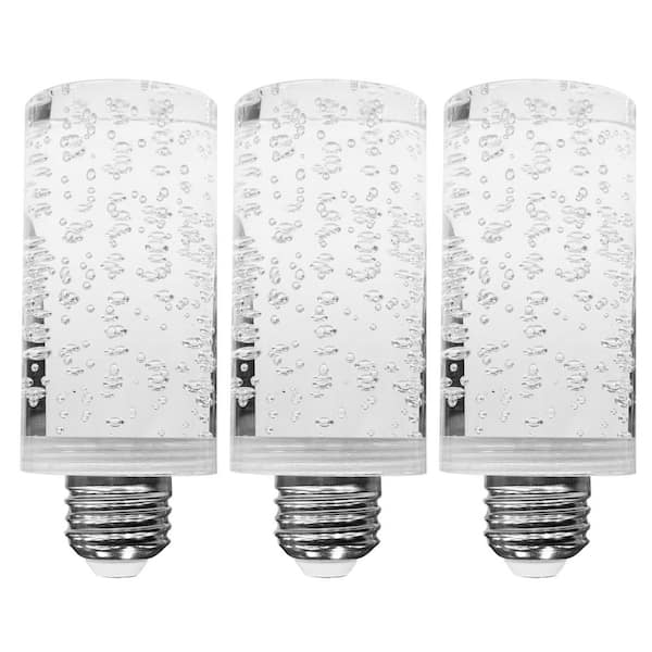 3-Pack 5W Equivalent Clear Acrylic Bubble Integrated LED Bulb E26 Dimmable for Chandeliers Flush Mount Ceiling Vanity