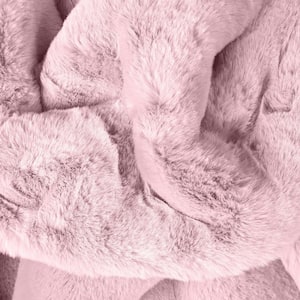 Opal Crest Modern Glam Faux Fur Solid Shag Light Pink 3 ft. 11 in. Round Area Rug