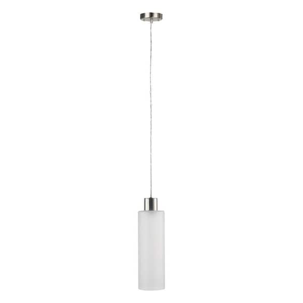 Globe Electric Sullivan 1-Light Brushed Steel and Frosted Glass Shade Mini Pendant