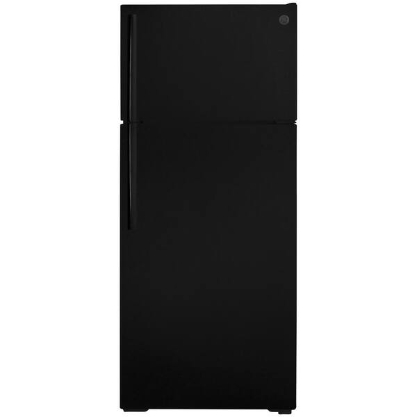 Ge 17 5 Cu Ft Top Freezer Refrigerator In Black Gts18gtnrbb The Home Depot