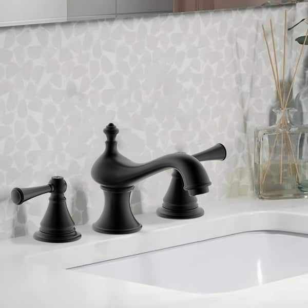 Classical 8 in. Widespread Double-Handle High-Arc Bathroom Faucet with Pop-Up Drain in Brushed Gold