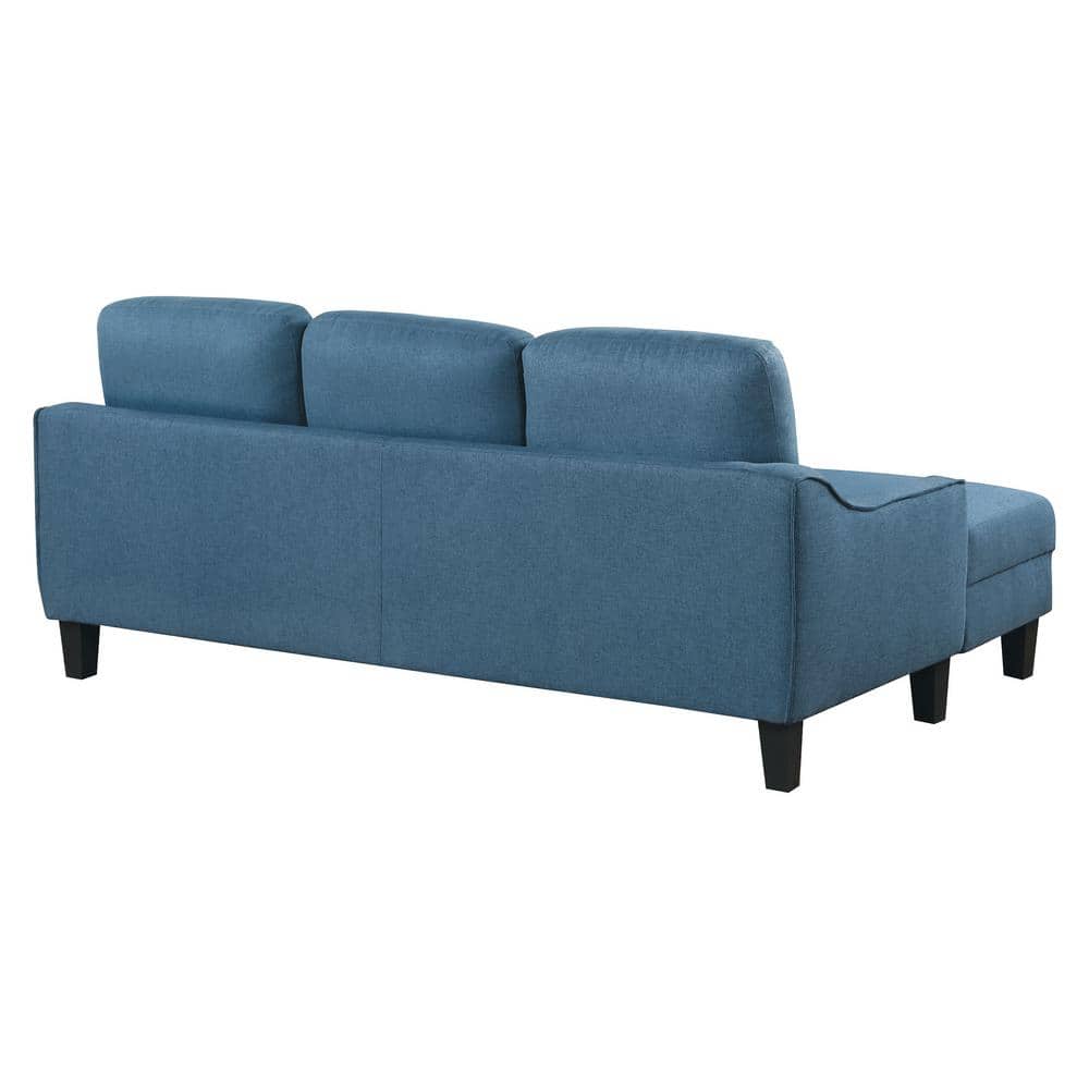 Blue Twin Fabric Sleeper Sectional with Pillow-top Arm