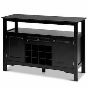 Black Elegant Classical Multifunctional Wooden Wine Storage Cabinet Table