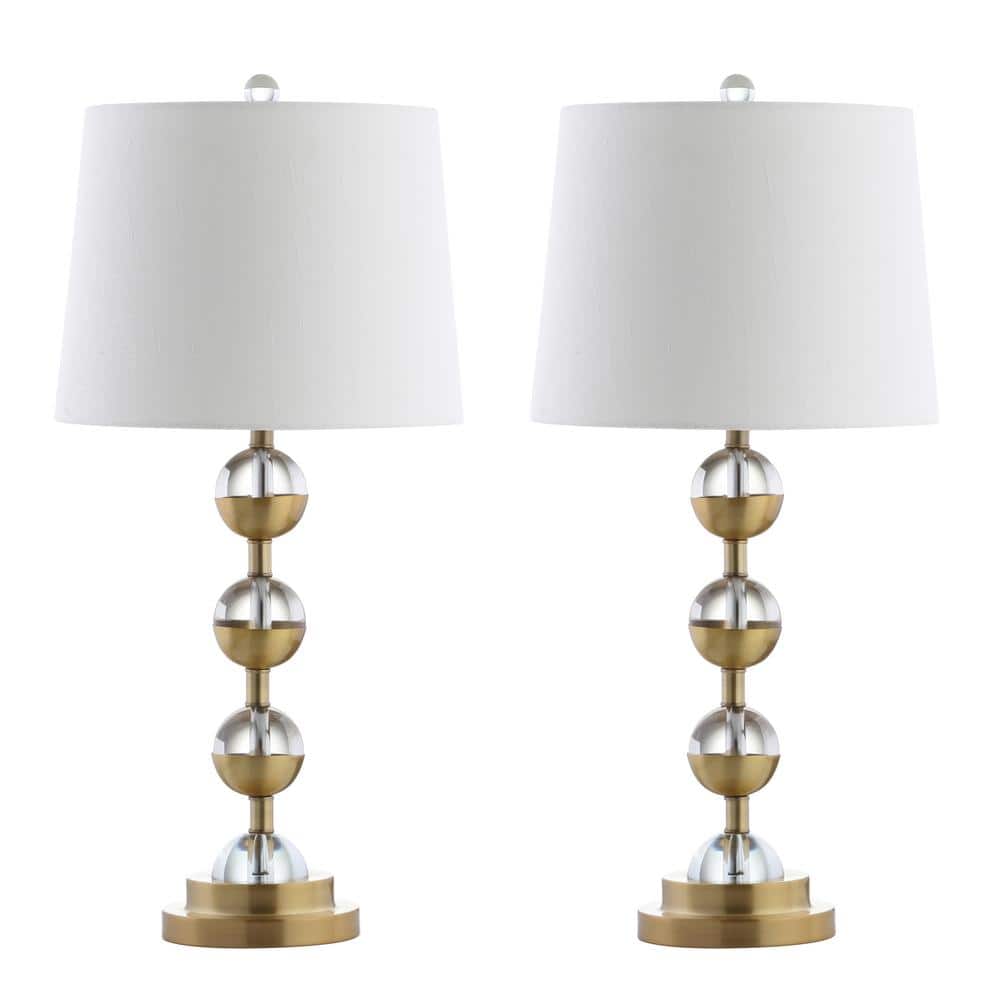 Avery 27.5" Crystal and Brass Gold Table Lamp Set