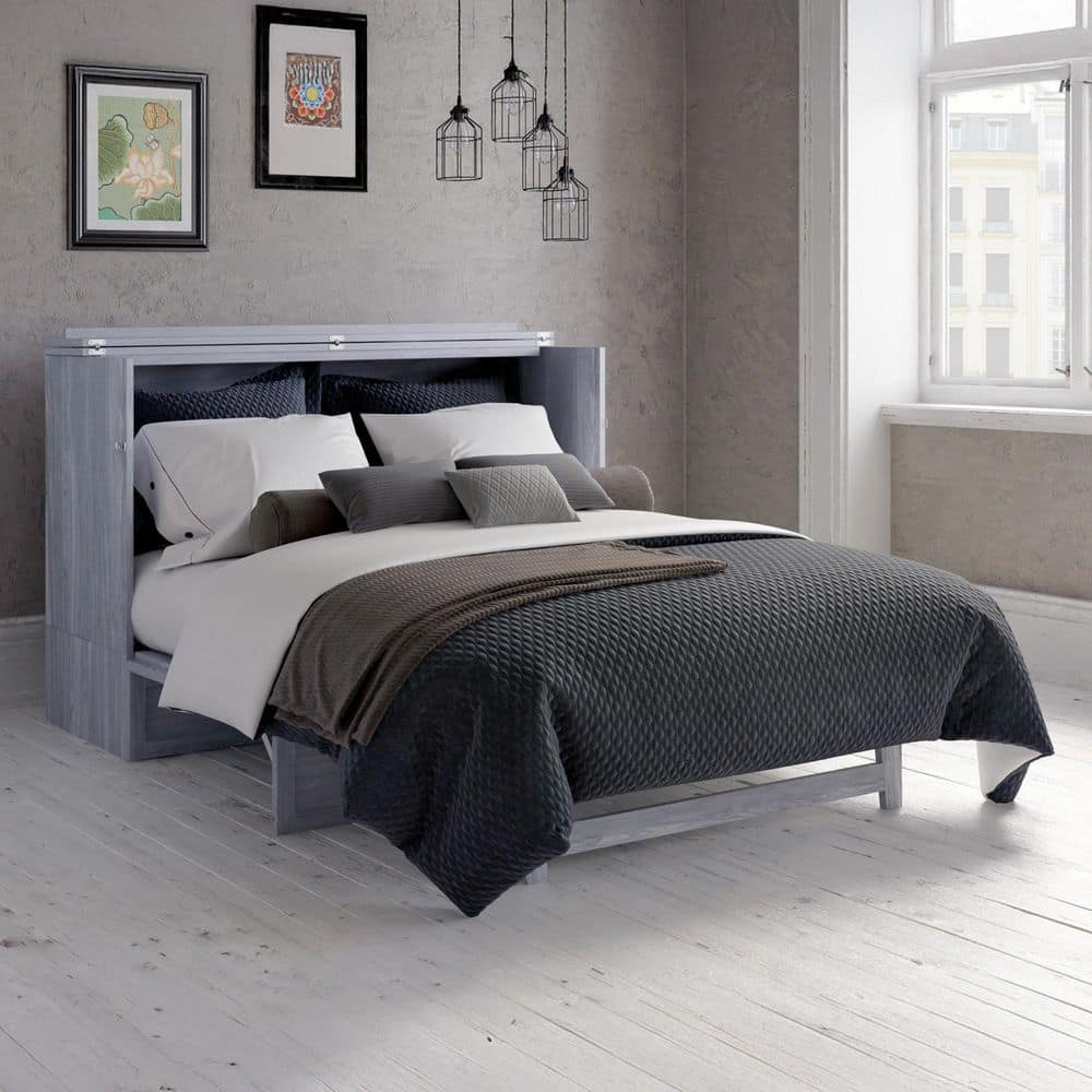 Driftwood Queen Murphy Bed Chest with Storage Drawer