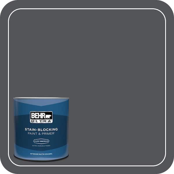 BEHR ULTRA 1 qt. #N510-6 Orion Gray Extra Durable Satin Enamel Interior Paint & Primer