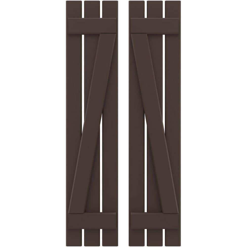 11-1/2 in. W x 57 in. H Americraft 3-Board Exterior Real Wood Spaced Board and Batten Shutters w/Z-Bar in Raisin Brown price history on PriceWatchPro