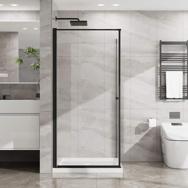 36 in. W x 72 in. H Neo Angle Pivot Frameless Corner Shower Enclosure with 1/4 in. Clear Tempered Glass in Matte Black