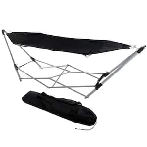 7.8 ft. Portable Free Standing Hammock with Stand in Black