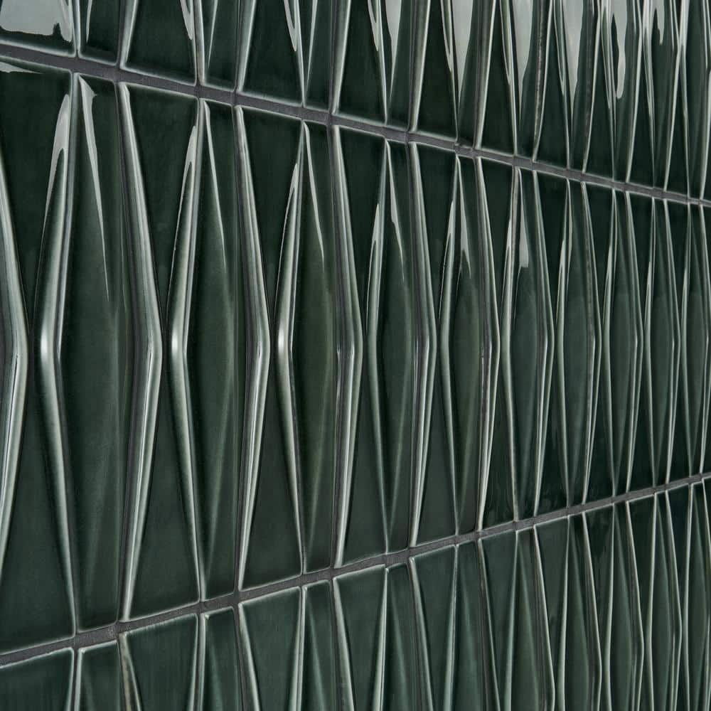 Deep Emerald Glossy Ceramic Mosaic Tile for Walls