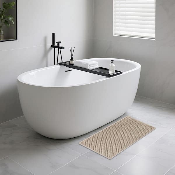 Bathroom Rug, 15.75 in. x 23.62 in. Bath Mat in Khaki, Absorbent and Comfortable Mats with Non-Slip TPR Backing