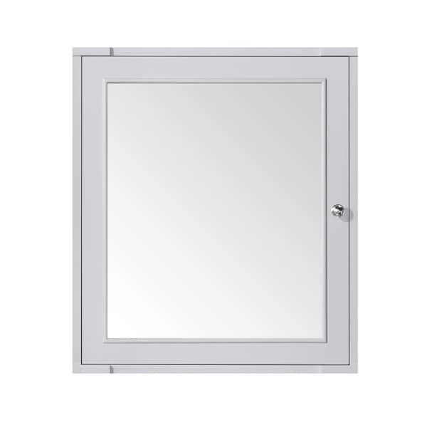 Home Decorators Collection Aberdeen 24 in. W x 8 in. D x 27 in. H Rectangular Surface Mount Dove Gray Medicine Cabinet with Mirror