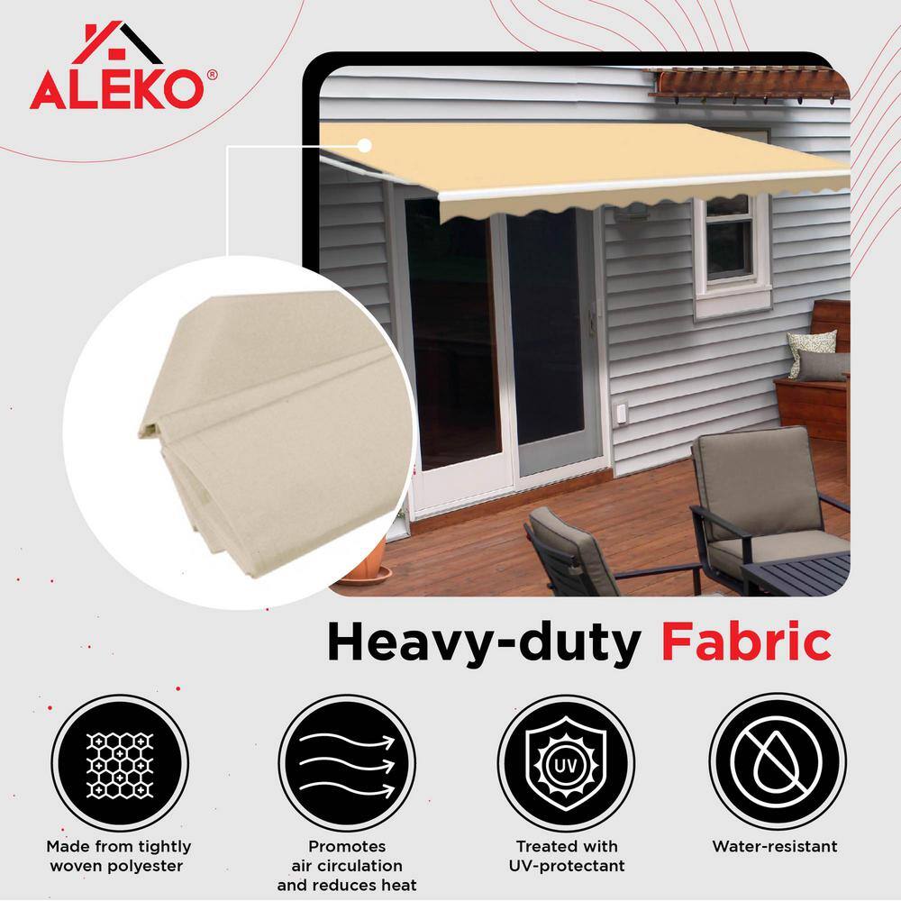 Ivory Polyester Retractable Awning Fabric Replacement, 13' x 10'