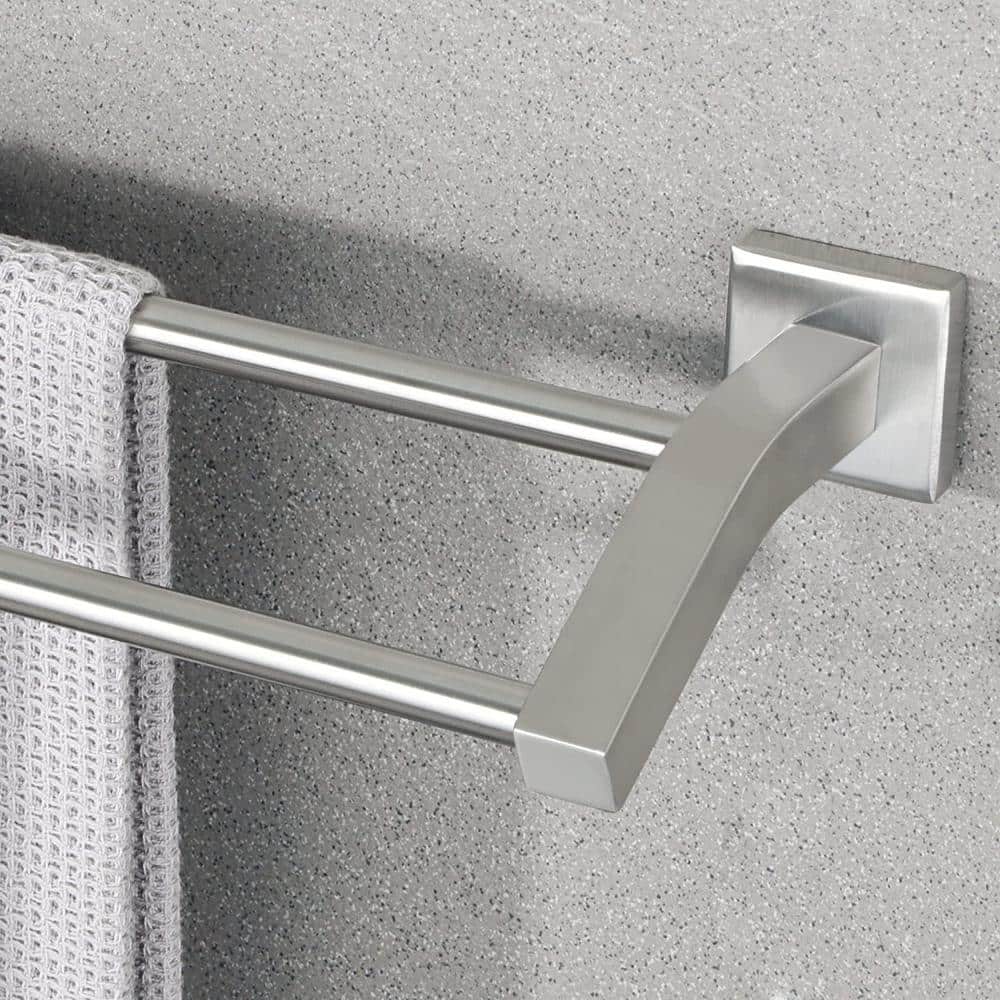 Brushed Nickel 33-Inch Double Wall Mounted Towel Rack